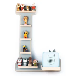 Wandregal BOARTI "Holz Regal Buchstabe L für Toniebox Tonies Figuren", grau, B:38cm T:19cm, Regale, Wandregal