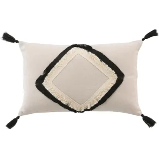 Douceur d'Intérieur Malory Kissen mit abziehbarem Bezug (30 x 50 cm), Schwarz, einfarbig und Polycotton mit Muster