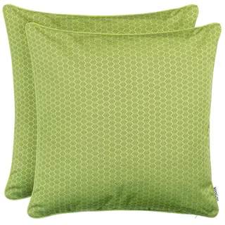 Brandsseller 2er Set Outdoor Kissen 45 x 45 cm – Wetterfeste Zierkissen mit Paspel in Wabenstruktur – Wasserabweisende Gartenkissen & Dekokissen für draußen – Sofakissen für Balkon & Terrasse - Grün