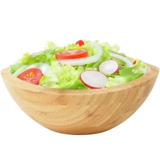 Relaxdays Salatschüssel Bambus Braun oval 10 cm