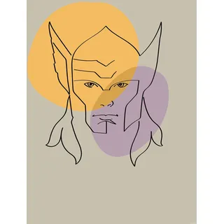 Komar Wandbild - Soulful Sanctuary Thor Head - Größe: 50 x 70 cm - Poster, Kunstdruck, Dekoration, Wohnzimmer, Schlafzimmer, Marvel
