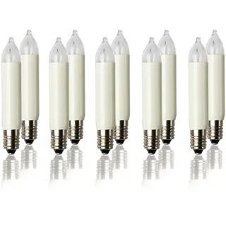 hellum Ersatzkerzen Glühfaden 23V 3W für Lichterketten & Schwibbogen, 10 Stück Kleinschaftkerzen E10 (ø10 mm) passend für 10 Brennstellen, 22 Lumen Ersatzkerzen Lichterkette, für innen & außen 938012