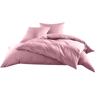 Bettwaesche-mit-Stil Mako-Satin Baumwollsatin Bettwäsche Uni einfarbig zum Kombinieren (Bettbezug 155 cm x 220 cm, Rosa)