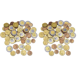 Learning Resources Spielgeldset Euro-Münzen (Set mit 100 Stück), Kinder Euro spielgeld münzen, kaufladen Kasse, Spielgeld für Kinder kaufmannsladen einkaufsladen (Packung mit 2)