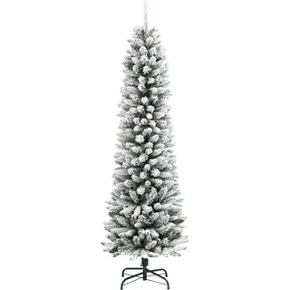 vidaXL Künstlicher Weihnachtsbaum Schlank mit Schnee 180 cm PVC & PE - Weiß
