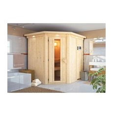 Sauna Loba inkl. Kranz-Set inkl. Ofen 3,6 kW ext. Strg. Modern