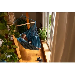 La Siesta Hängesessel Blau, Dunkelblau, Holz, Textil, Bambus, 110x180x115 cm, Gartenmöbel, Hängesessel