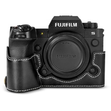 Rieibi X-H2S/ X-H2 Tasche – Hochwertige PU-Leder-Halbtasche für Fujifilm XH2S/ XH2 spiegellose Digitalkamera – Gehäuseschutzhülle für Fuji XH2s XH2 - Schwarz