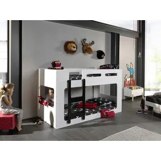 Vipack Hochbett Luca 90 x 200 cm MDF lackiert weiß schwarz