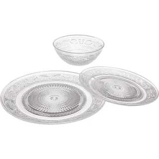 Secret de Gourmet | Geschirrset Glas - 18-teilig - Transparent - Elegantes Design - Klassischer Stil - Transparent