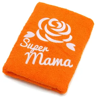 Abc Casa orange Handtuch für die Beste Super Mama zum Geburtstag, Muttertag, Jahrestag, Valentinstag, Weihnachten-eine praktische Geschenkidee für Mutter - EIN dauerhaft nützliches Geschenk