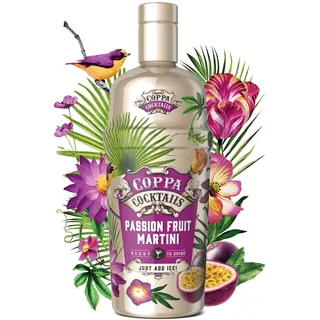 Coppa Cocktails Passion Fruit Martini 0,7L, 10% Vol. - Fertig gemixter Cocktail mit Vodka, Passionsfrucht & Maracuja, Ready to Serve - Exotischer Klassiker im Glas
