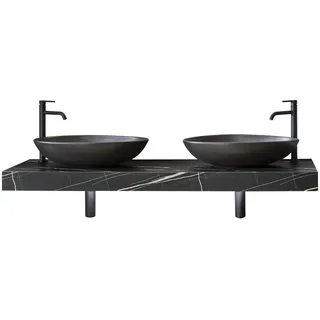 Celina Home Waschtischplatte , Schwarz , Holzwerkstoff , eckig , 160.3 cm , Goldenes M, Made in Germany , Badezimmer, Badmöbel, Waschbeckenunterschränke