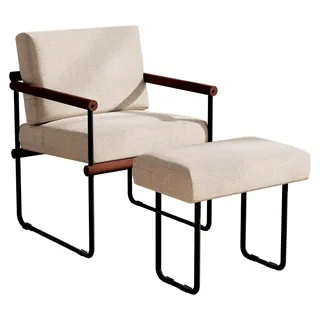 Moderner Loungesessel mit Metallgestell und Hocker