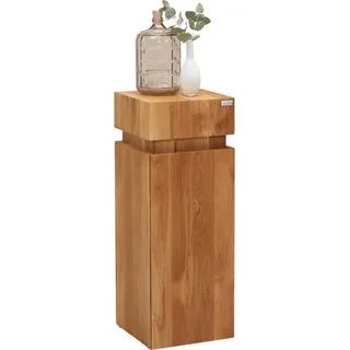 Linea Natura Beistelltisch , Eichefarben , Holz , Wildeiche , massiv , quadratisch , Säule , 30x80x30 cm , Stauraum , Wohnzimmer, Wohnzimmertische, Beistelltische, Beistelltische Holz