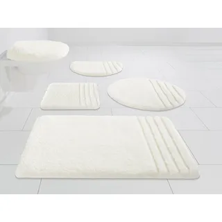 Möve Badematte »Loft, Badvorleger, Badezimmer Teppich« Höhe 30 mm rutschhemmend beschichtet fußbodenheizungsgeeignet   schnell trocknend   strapazierfähig Badteppich, Badematten auch als 2 teiliges Set & rund, weiß