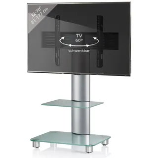 VCM TV-Rack 60 x 100 x 44 cm Silber/Transparent Aluminium/Glas