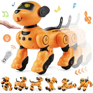 Vevor Ferngesteuertes Roboter-Hundespielzeug, 2,4 GHz RC-Hund, programmierbares intelligentes interaktives Roboter-Haustier für Kinder mit Folgefunktion, singendes, tanzendes RC-Stunt-Spielzeug