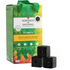 Bild KOKOKO CUBES Premium Grillkohle, 3 kg Bio Kokos Grillbriketts