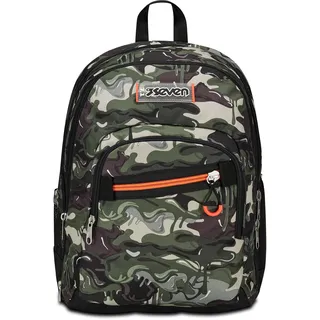 Seven Schulrucksack Adavanced Detach, Grün, Lightventure, Doppelfach mit Abnehmbarer Tasche, Rucksack, PC-Tasche, Trinkflaschenhalter, mittlere und obere Rucksack, Kinder Jungen, grün, Taglia Unica,