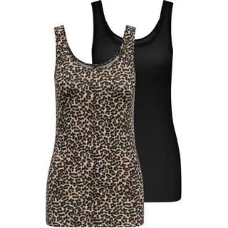 Only »ONLLIVE – Tanktops im Doppelpack mit Stretchkomfort« Set, 2 Stk. modisch, Jersey, slim fit, Baumwollmischung, Rundhals, schwarz