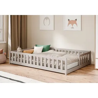 Kids Collective Jugendbett Bodenbett 140 x 200 cm Kiefer grau