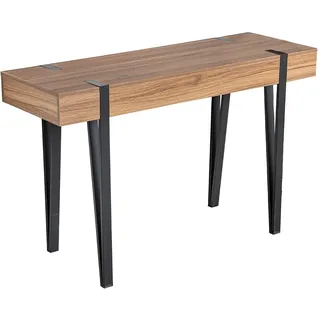 DRW Konsolentisch aus Metall und Holz, Schwarz und Natur, 120 x 50 x 75 cm