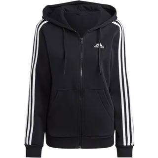 Adidas Damen Essentials 3-Stripes Full-Zip Fleece Hoodie, Black/White, XS