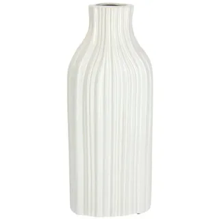 I.GE.A. Dekovase »Blumenvase aus Keramik, geriffelt, bauchig, glänzend, Keramikvase« Deko-Vase für Blumen, Pampasgras, Trocken- oder Kunstblumen u. Zweige, weiß