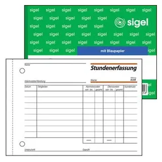 Sigel Formularbuch Stundenerfassung A6 Grün