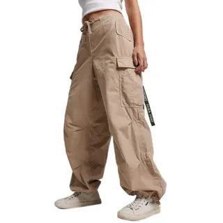 Superdry Vintage Baggy Parachute Cargohose - Stone Wash Taupe Brown - M-L