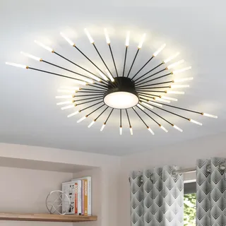 RRBEST LED Deckenleuchte Wohnzimmer,Wohnzimmerlampe Moderne Minimalistische Deckenlampe Innen Dekorative Deckenbeleuchtung für Wohnzimmer, Schlafzimmer und Büro(42+1 Köpfe, Schwarz)