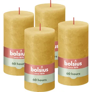 Bolsius Rustik Stumpenkerzen 13 cm 4 St. Ockergelb