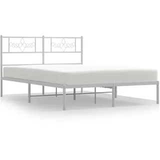 vidaXL Bettgestell mit Kopfteil Metall Weiß 120x200 cm - Weiß