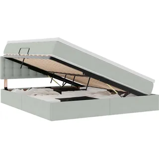 vidaXL Aufbewahrungsbett mit Matratze Hellgrau 160 x 200 cm Samt - Grau