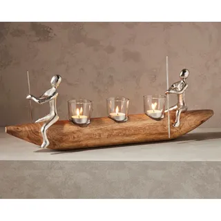 Kerzenhalter HEINE HOME, beige (natur), B:56cm H:17,5cm T:14cm, Kerzenhalter, Kerzenhalter