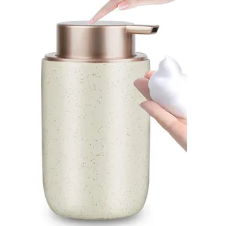 GIRLUFO Schaumseifenspender, Spülmittelspender 350ml Beige mit Groß Pumpenkopf – Nachfüllbarer Schaum Seifenspender Für das Badezimmer und die Küchenarbeitspl (Leicht zu Drücken)