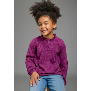Scout Druckbluse "Musselin Bluse Herzallover - NEU von SCOUT" Langarm, aus Baumwolle, mit Druck- und Stickerei-Applikationen, beere gemustert