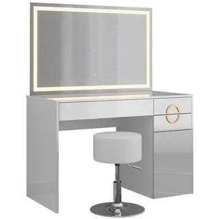 Vicco Schminktisch Adela Weiß 115 cm mit LED Spiegel und Hocker, Model 40860 - Weiß