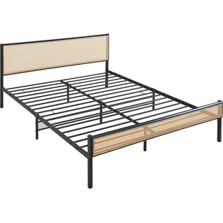 [en.casa] Metallbett Linköping 160 x 200 cm mit rechteckigem Kopfteil + Matratze