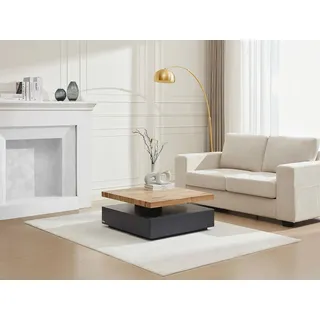 Couchtisch drehbar - 1 Schublade - MDF - Anthrazit & Holzfarben - KYRIA