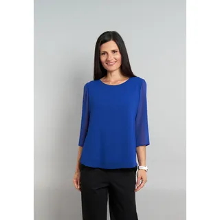 Chiffonbluse SEIDEL MODEN, Damen, Gr. 40, blau, Single Jersey, Obermaterial: 100% Polyester. Obermaterial 2: 95% Viskose, 5% Elasthan, unifarben, lässig geschnitten hüftbedeckend, Rundhals, Blusen Chiffonbluse, MADE IN GERMANY, Topseller