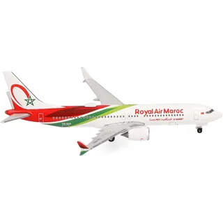 HERPA 537797 Modellflugzeug Royal Air Maroc Boeing 737 8 – CN-MAX, Miniatur im Maßstab 1:500, Sammlerstück, Modell ohne Standfuß, Metall Miniaturmodell, weiß, rot, grün