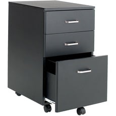 3-Drawer Mobile File Cabinet Black