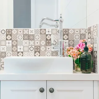 Ambiance Sticker Wandtattoo Aufkleber, Wanddekoration, Fliesenaufkleber für Badezimmer und Küche Mosaikfriese Brundino - 6 Stück Aufkleber 20 x 120 cm