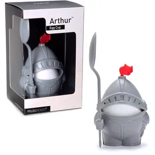 PELEG DESIGN Arthur Eierbecher mit Löffel – Lustiger Eierhalter im Ritter-Design für weich & hart gekochte Eier, Originelles Küchen-Gadget & Geschenkidee für Kinder und Erwachsene