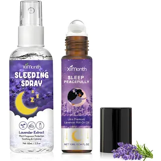 Lavendelspray - Kissenspray, [BIO-LAVENDELÖL] Lavendel Kissenspray zum Einschlafen, mit 10ml Roll-on Ätherisches Öl, für Entspannung, Ruhe, besseren Schlaf, Entspannung, Raumduft, beruhigend