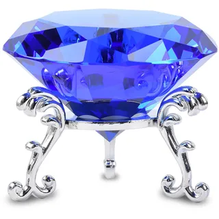 FBBULES 80mm Kristall Diamant Briefbeschwerer Glas mit Ständer, Kristall Diamant Deko Diamantene Hochzeit Geschenk Glasdiamant für Halloween Weihnachten Erntedankfest Tafelaufsätze