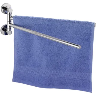 Wenko Power-Loc® Handtuchhalter mit 2 Armen Elegance - Handtuchhalter, Handtuchstange, Befestigen ohne bohren, Zinkdruckguss, 4 x 35 x 12 cm, Chrom