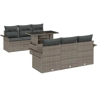 vidaXL Gartensofa-set 7 stk. Grau Poly-Rattan - Hellgrau